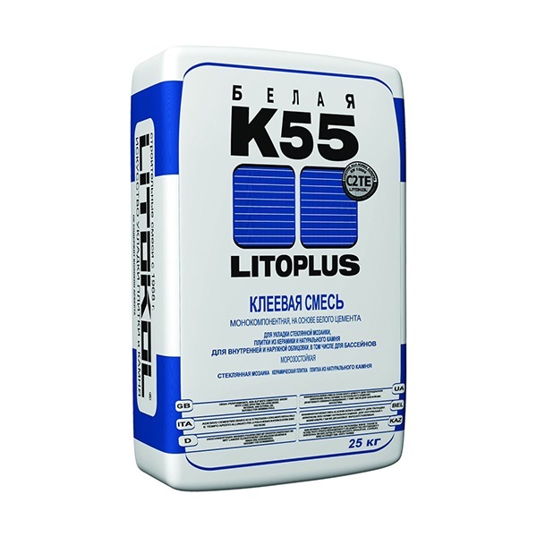 Белый плиточный клей для мозаики Litokol K55 25 кг
